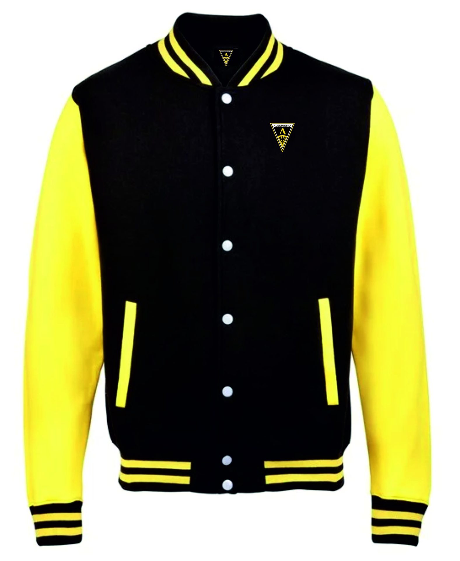 Alemannia Baseballjacke Schwarz-Gelb mit Stickabzeichen – Bild 2