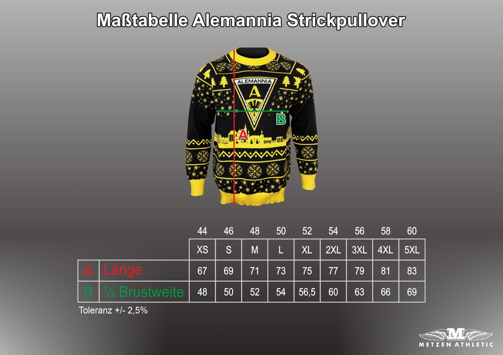 Maßtabelle Alemannia Strickpullover - Alemannia Shop
